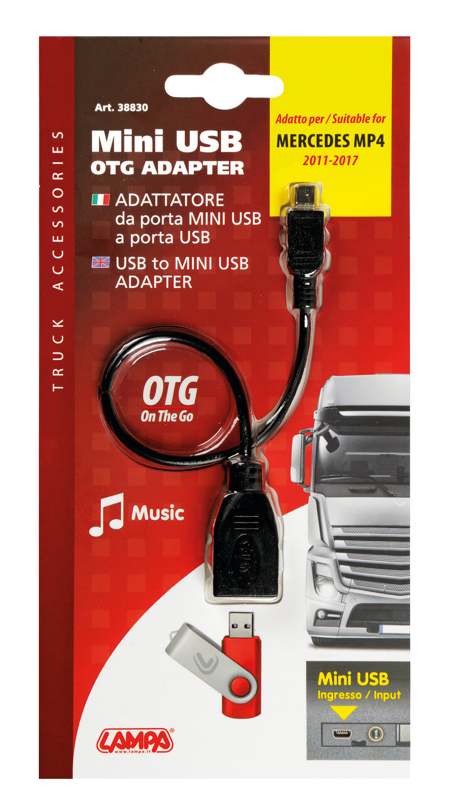 Cavo OTG Usb > Mini Usb - 20 cm - Nero