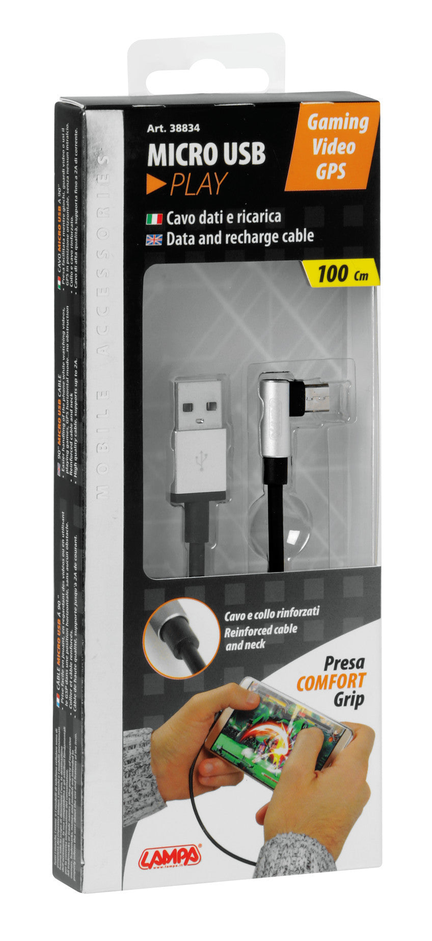Cavo 90° Usb > Micro Usb - 100 cm - Nero
