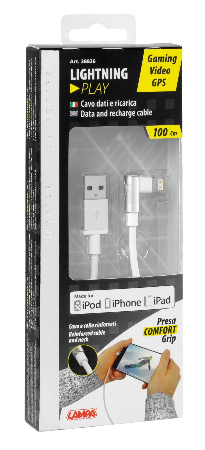 Cavo 90° Usb > Lightning - 100 cm - Bianco