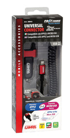 Caricabatteria Universal (Apple 8 pin / Micro Usb) con 1 porta Usb - Fast Charge - 2500 mA - 12/24V