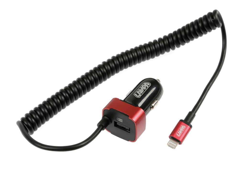 Caricabatteria Universal (Apple 8 pin / Micro Usb) con 1 porta Usb - Fast Charge - 2500 mA - 12/24V