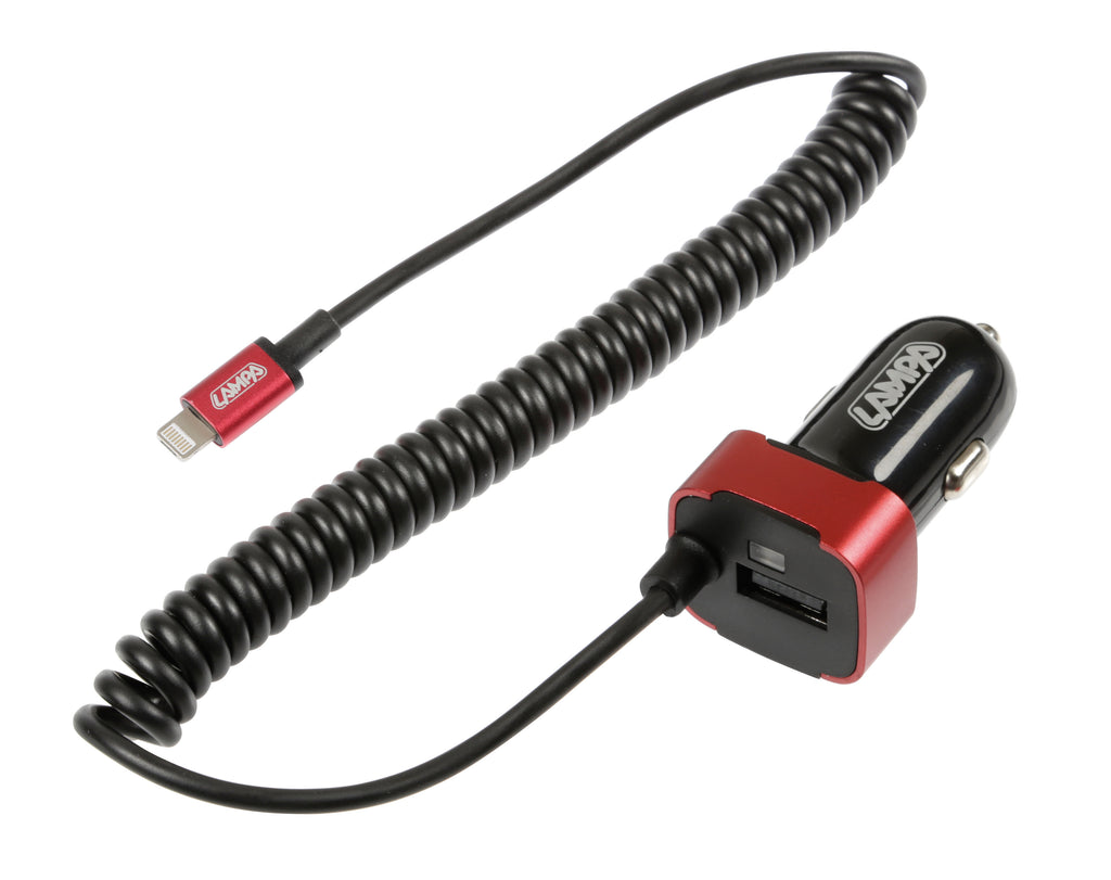 Caricabatteria Universal (Apple 8 pin / Micro Usb) con 1 porta Usb - Fast Charge - 2500 mA - 12/24V