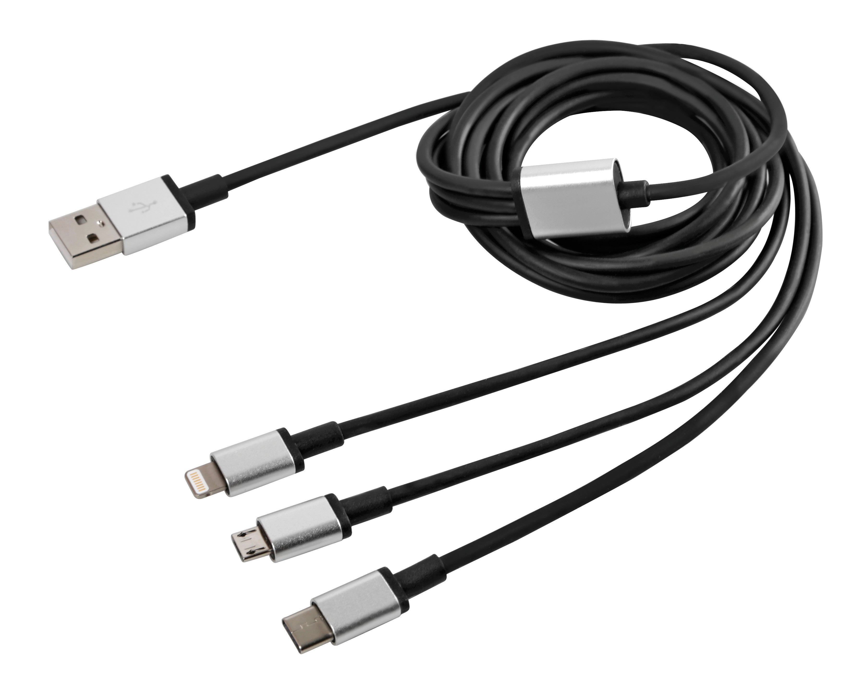 Cerbero, cavo ricarica con 3 connettori - 100 cm - Nero