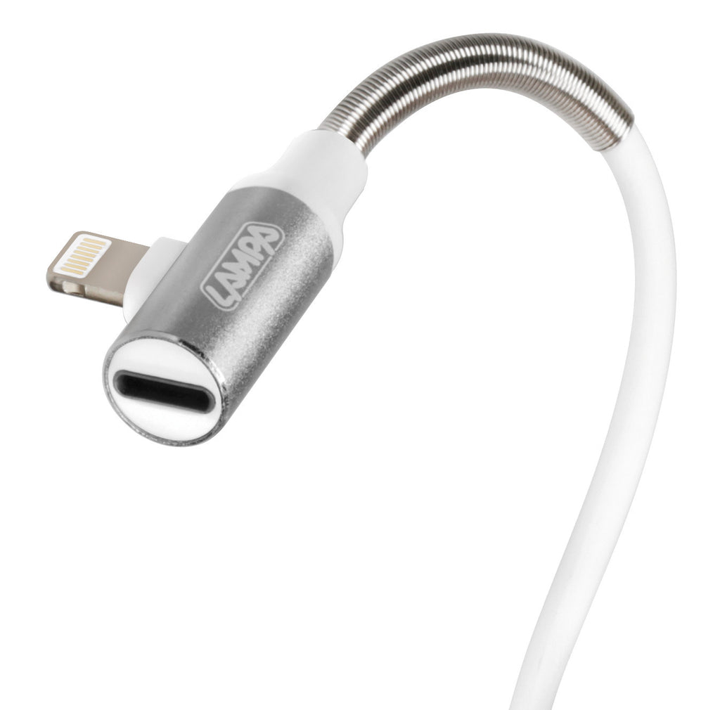 Cavo 90° Usb > Apple 8 Pin + adattatore auricolari - 200 cm - Bianco