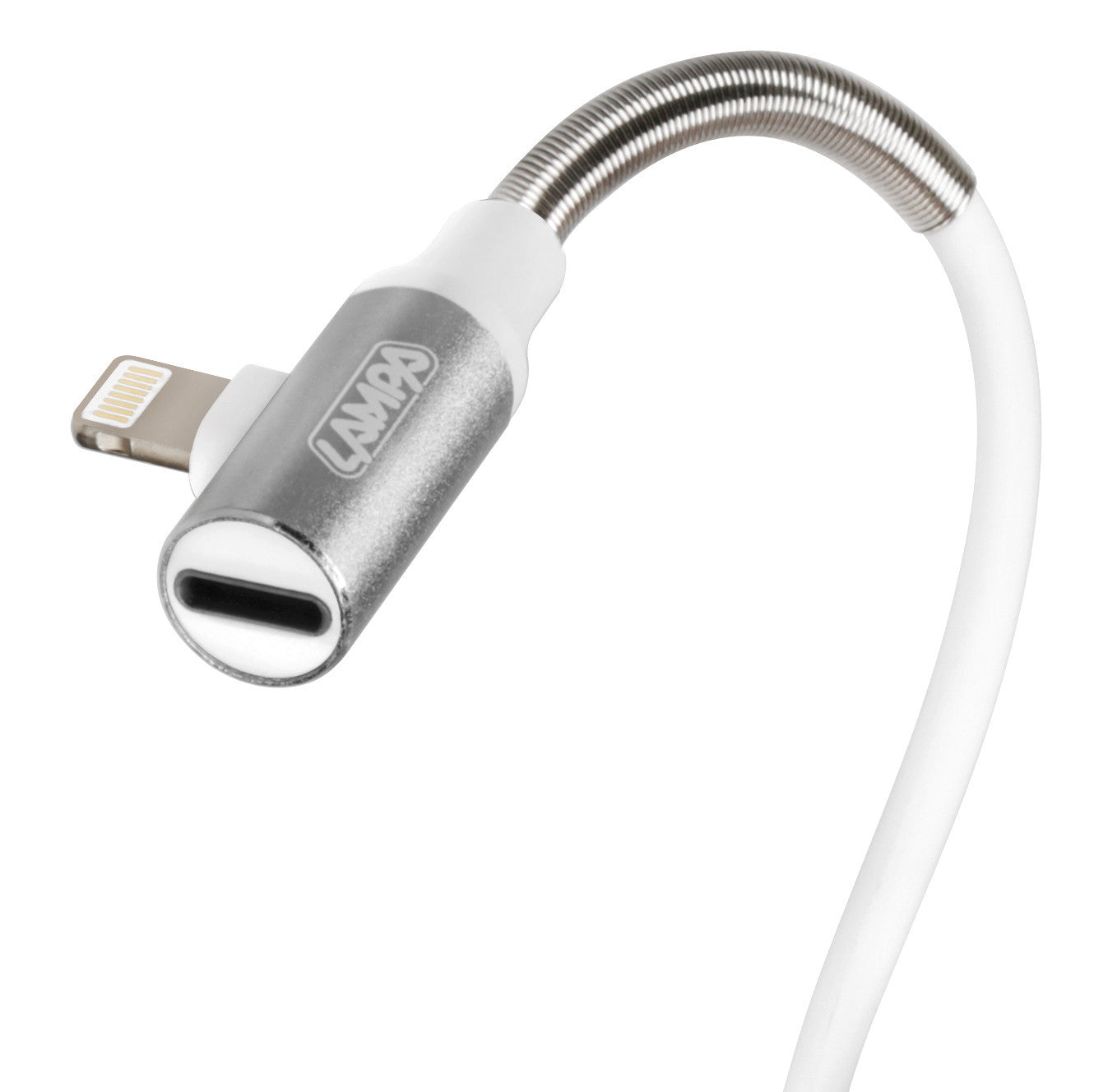 Cavo 90° Usb > Apple 8 Pin + adattatore auricolari - 200 cm - Bianco
