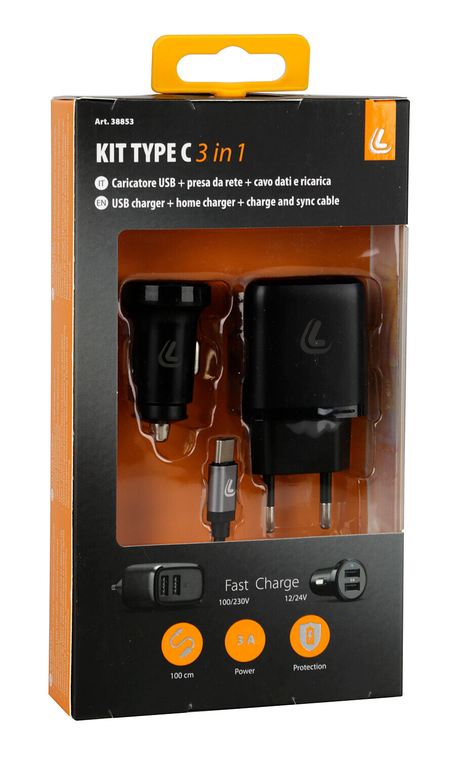 Kit 3 in 1 Usb Type-C - Fast Charge - 12/24V + 230V