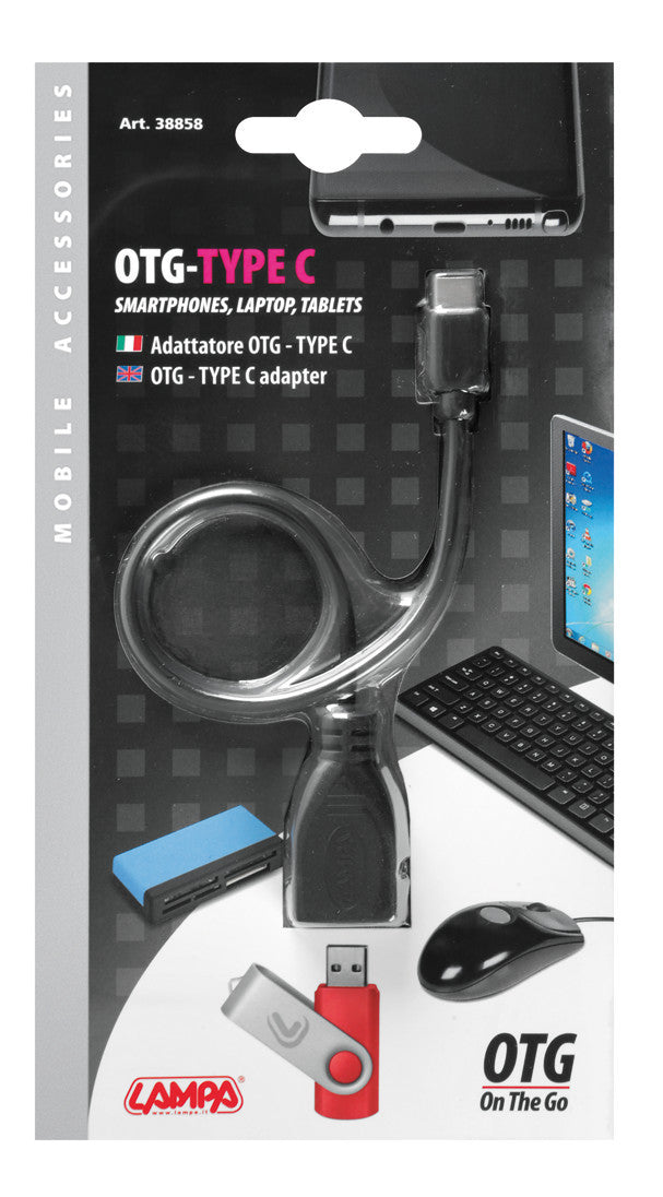 Cavo OTG Usb > Usb Type-C - 20 cm - Nero