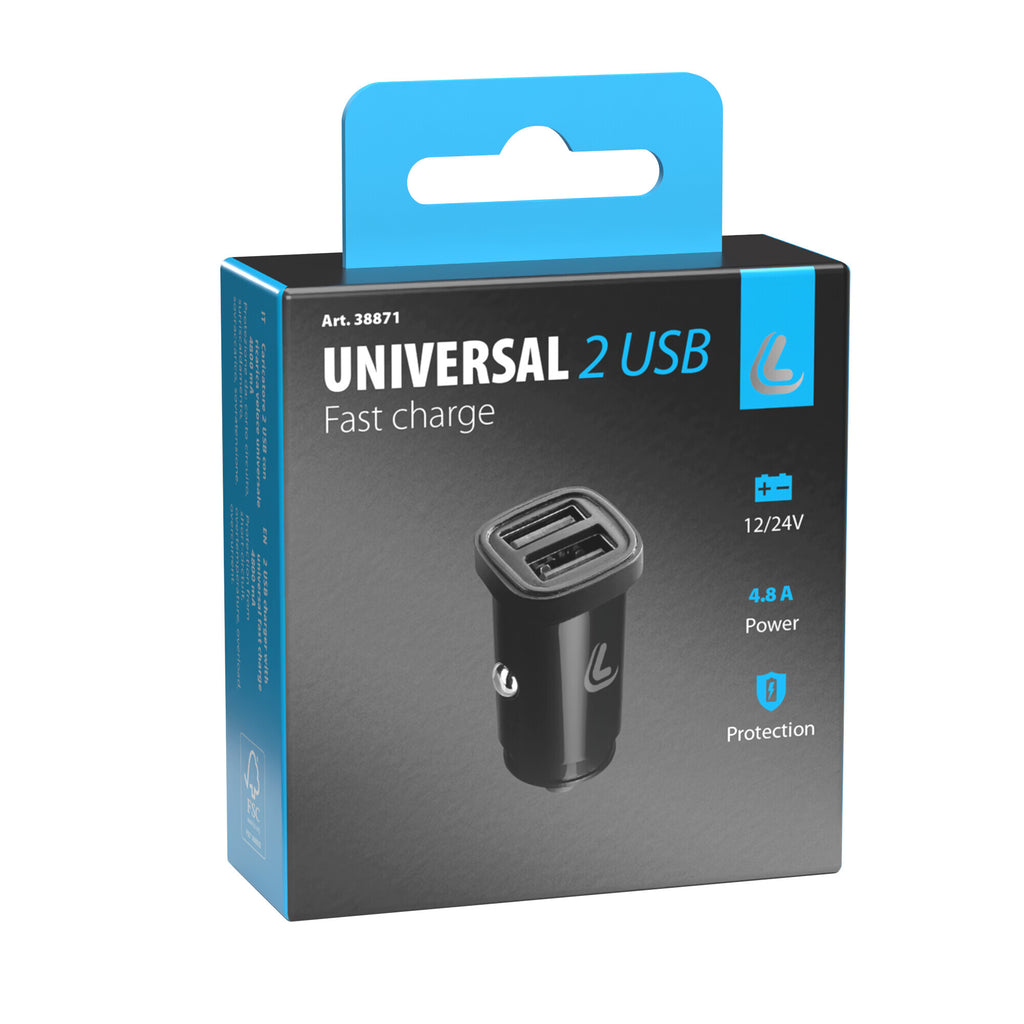 Caricabatteria 2 porte Usb - Fast Charge - 4800 mA - 12/24V