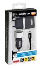 Kit 3 in 1 Micro Usb - Fast Charge - 12/24V + 230V
