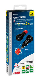Uni-Tech, caricabatteria universale 1 porta Usb - Fast Charge - 2400 mA - 12/32V