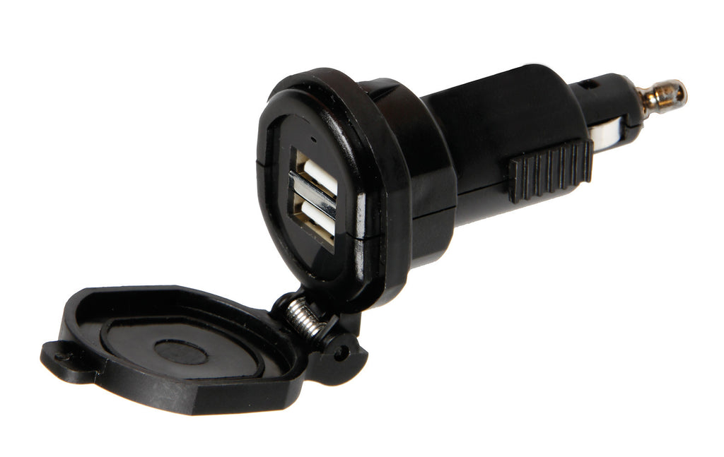 Din-Tech, caricabatteria Din 2 porte Usb - Fast Charge - 2700 mA - 12/32V