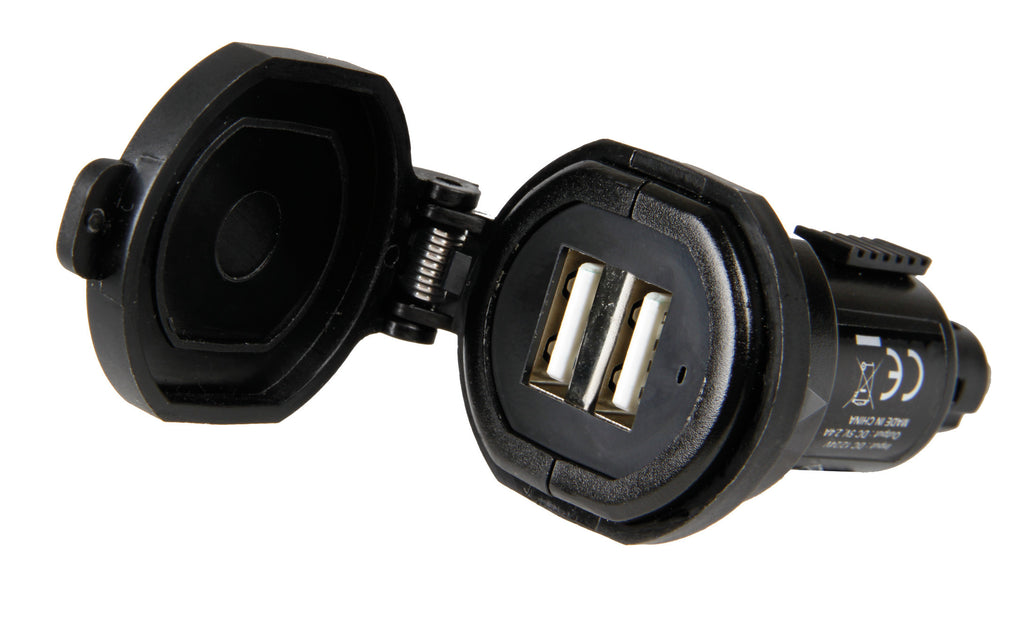 Din-Tech, caricabatteria Din 2 porte Usb - Fast Charge - 2700 mA - 12/32V