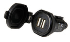 Din-Tech, caricabatteria Din 2 porte Usb - Fast Charge - 2700 mA - 12/32V