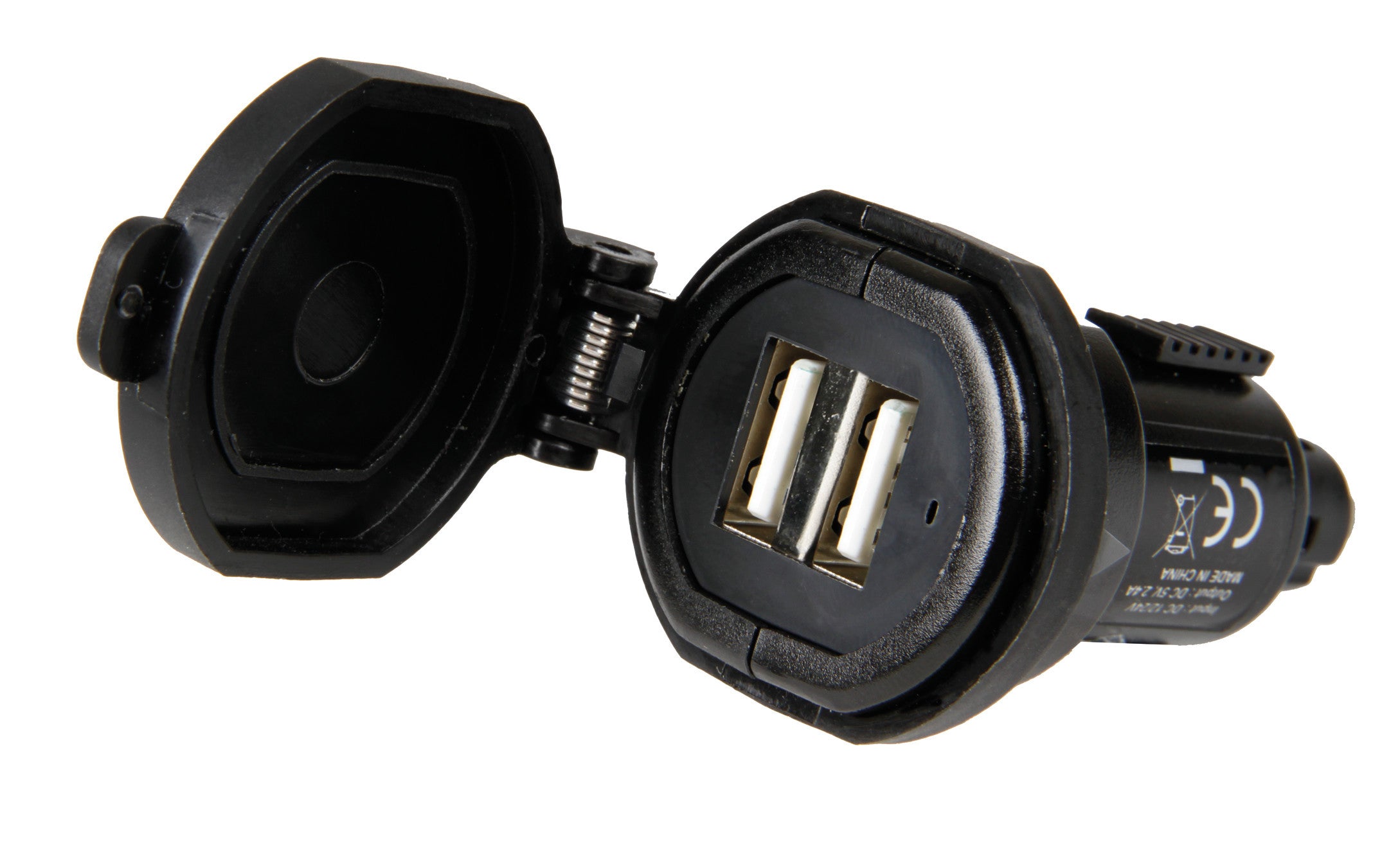 Din-Tech, caricabatteria Din 2 porte Usb - Fast Charge - 2700 mA - 12/32V