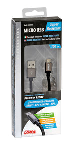 Cavo rinforzato Usb > Micro Usb - 100 cm - Nero
