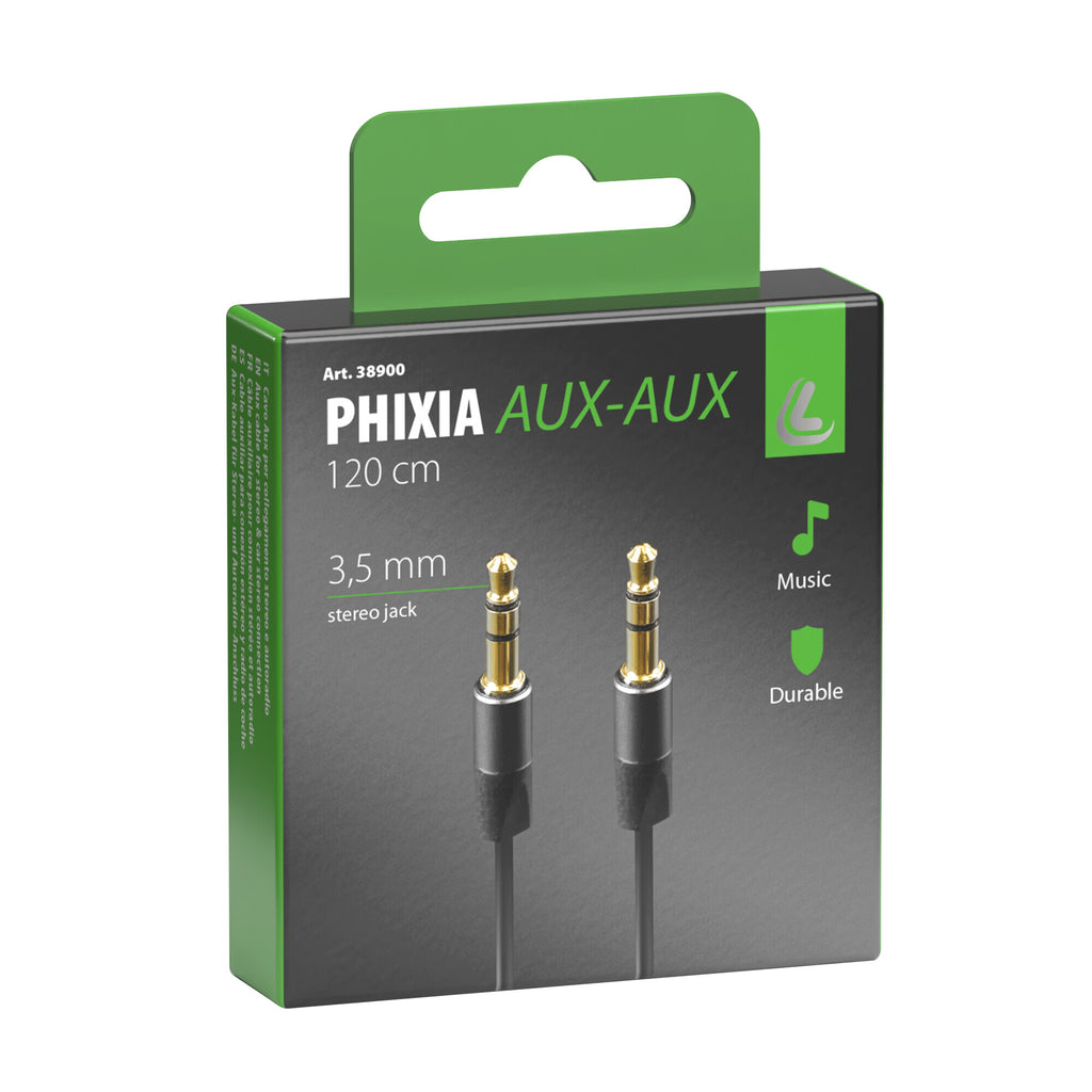 Phixia, cavo AUX-AUX - 120 cm - Nero