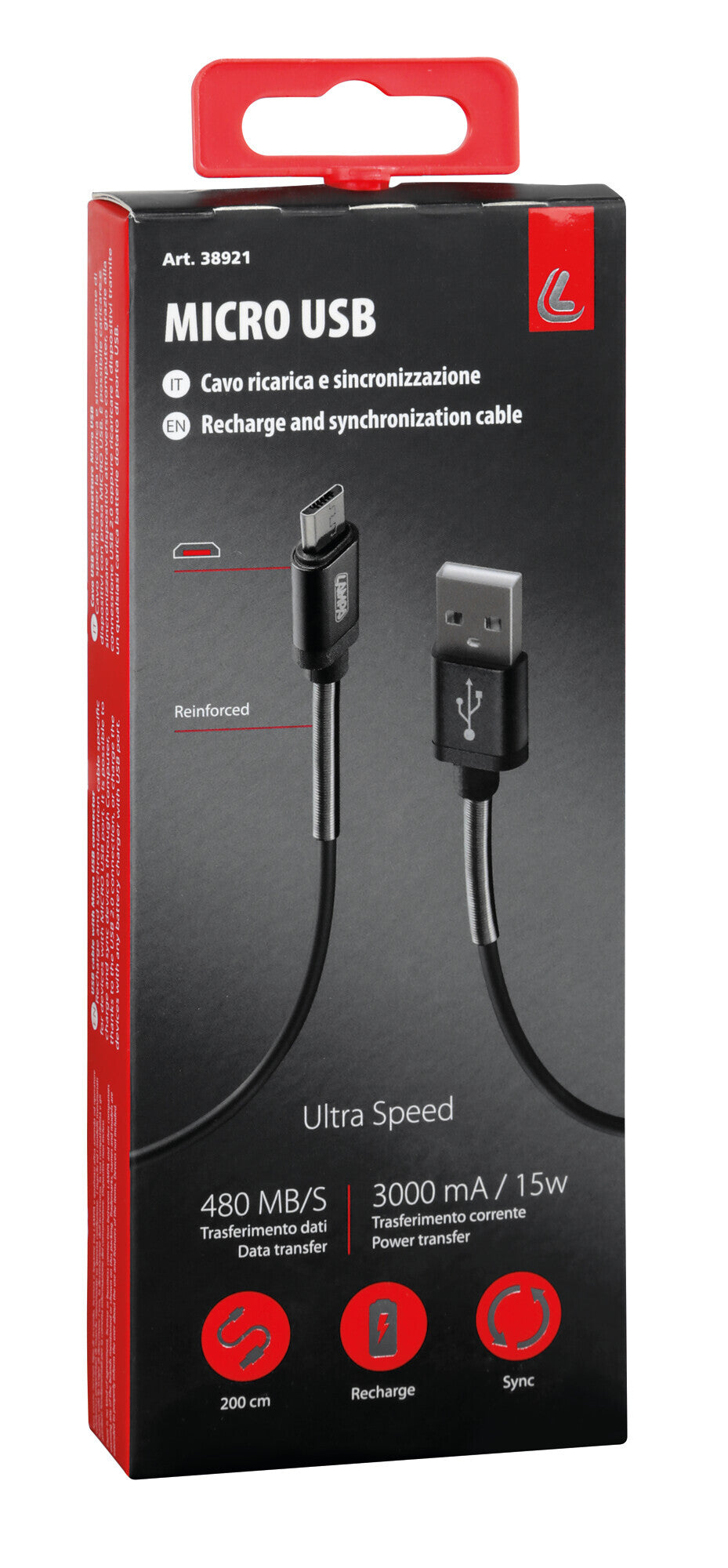 Cavo Usb > Micro Usb - 200 cm - Nero