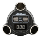 Multi-Power Cup, 3 prese accendisigari + 4 USB e voltmetro, 12/24/36V