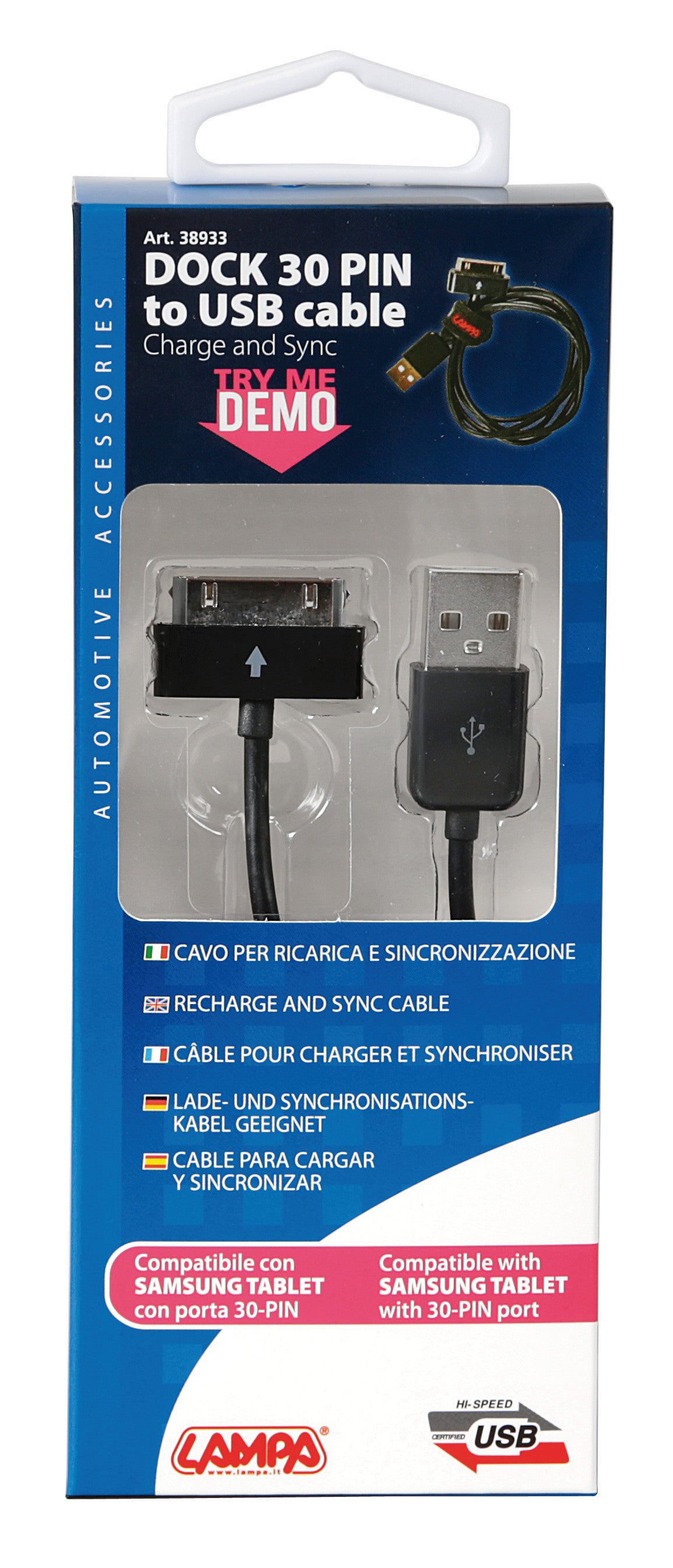 Cavo Usb > Samsung Dock 30 Pin - 100 cm - Nero
