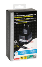 Caricabatteria da rete Micro Usb con 1 porta Usb - Fast Charge - 2400 mA - 100/230V