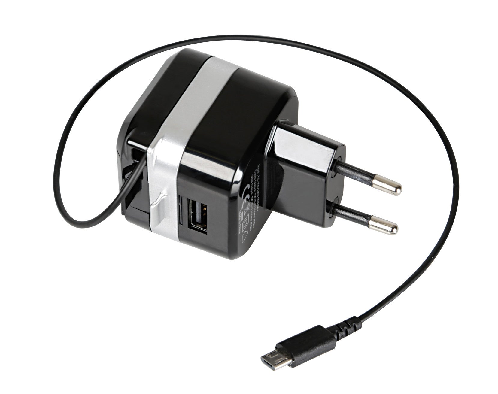 Caricabatteria da rete Micro Usb con 1 porta Usb - Fast Charge - 2400 mA - 100/230V