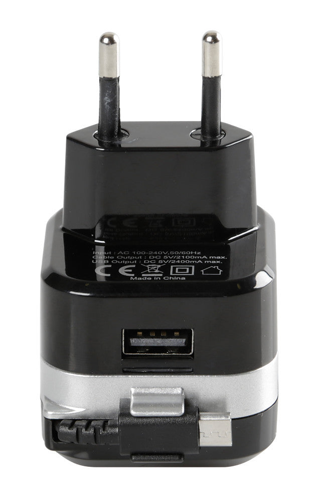 Caricabatteria da rete Micro Usb con 1 porta Usb - Fast Charge - 2400 mA - 100/230V