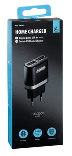 Caricabatteria da rete con 2 porte Usb - 2400 mA - 100/230V
