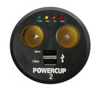 Power cup 2, multipresa con Usb e tester batteria, 12V