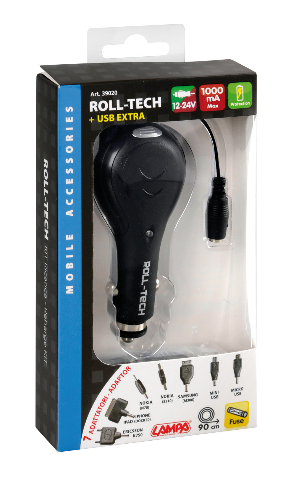 Caricabatteria multipresa con 1 porta Usb - 1000 mA - 12/24V