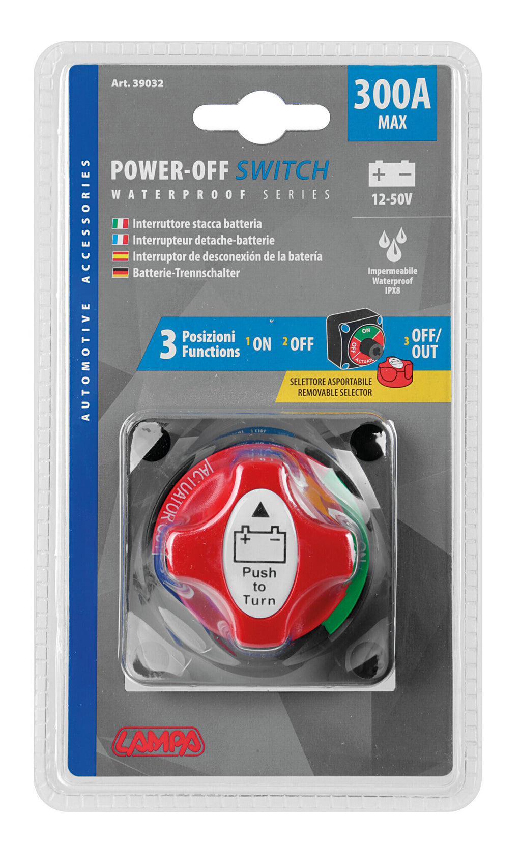 Interruttore stacca batteria a 3 posizioni - 12/50V