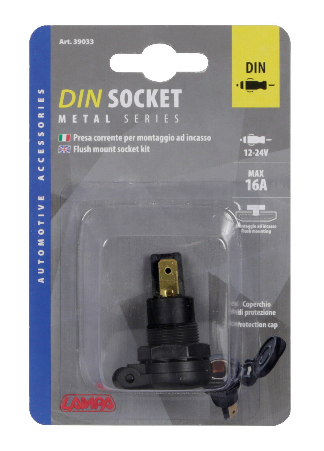Presa corrente DIN, montaggio ad incasso, 12/24V