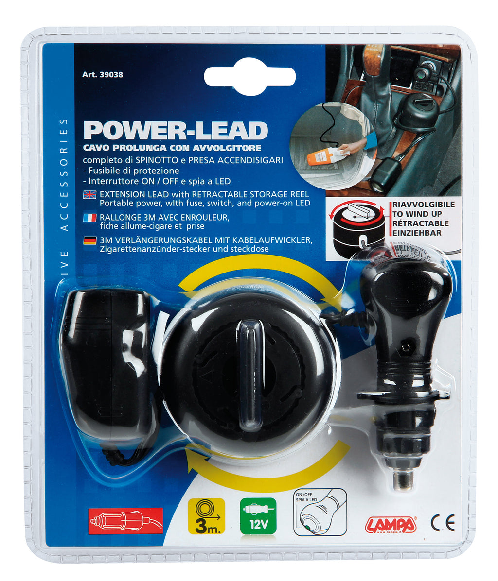 Power-Lead, presa corrente con prolunga e avvolgitore, 12V