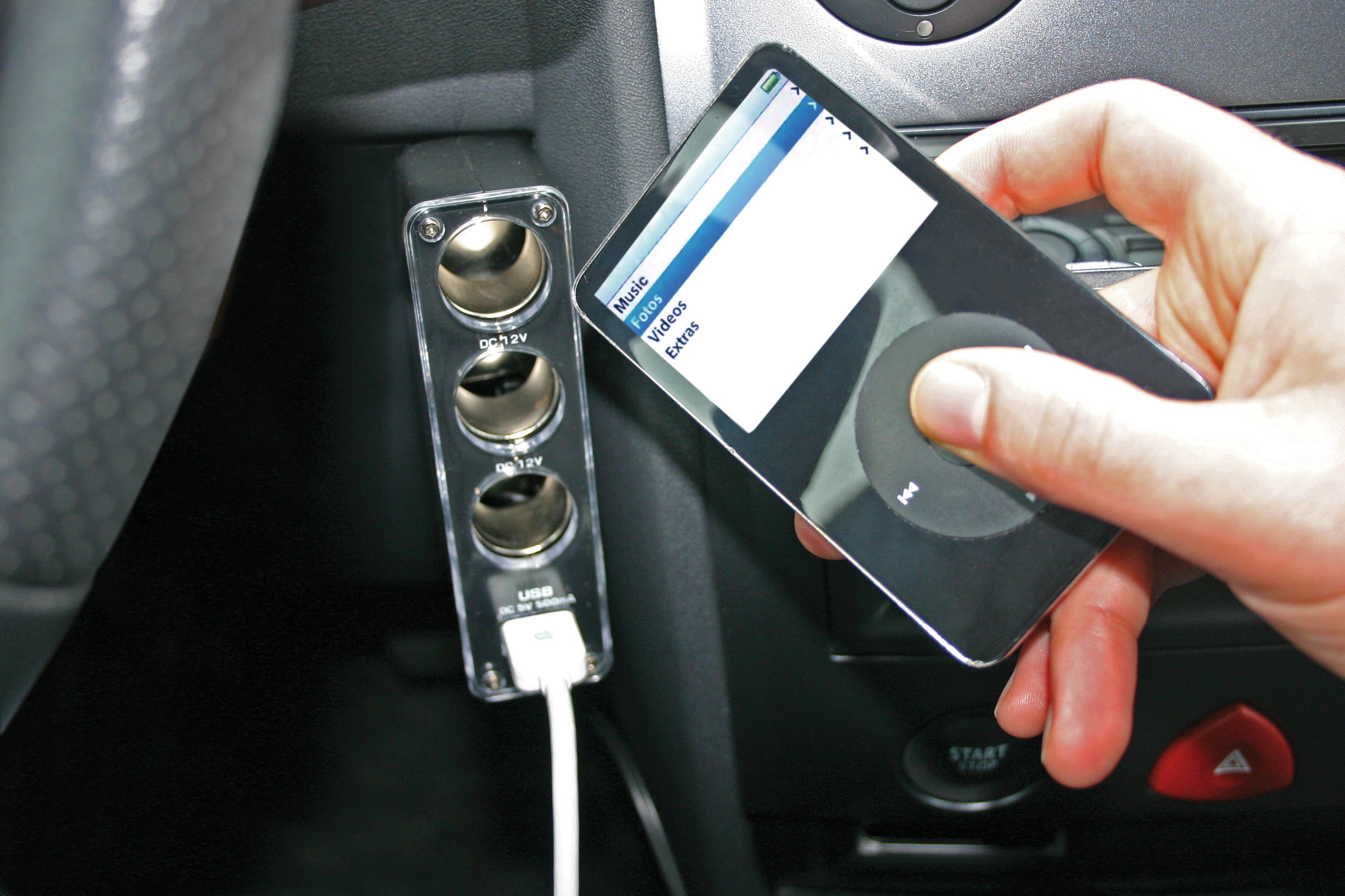 Dual-Power, presa corrente tripla con USB, 12/24V