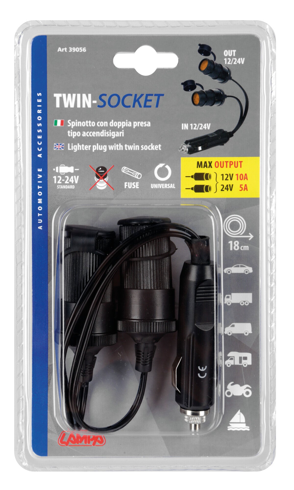 Presa corrente doppia 12/24V