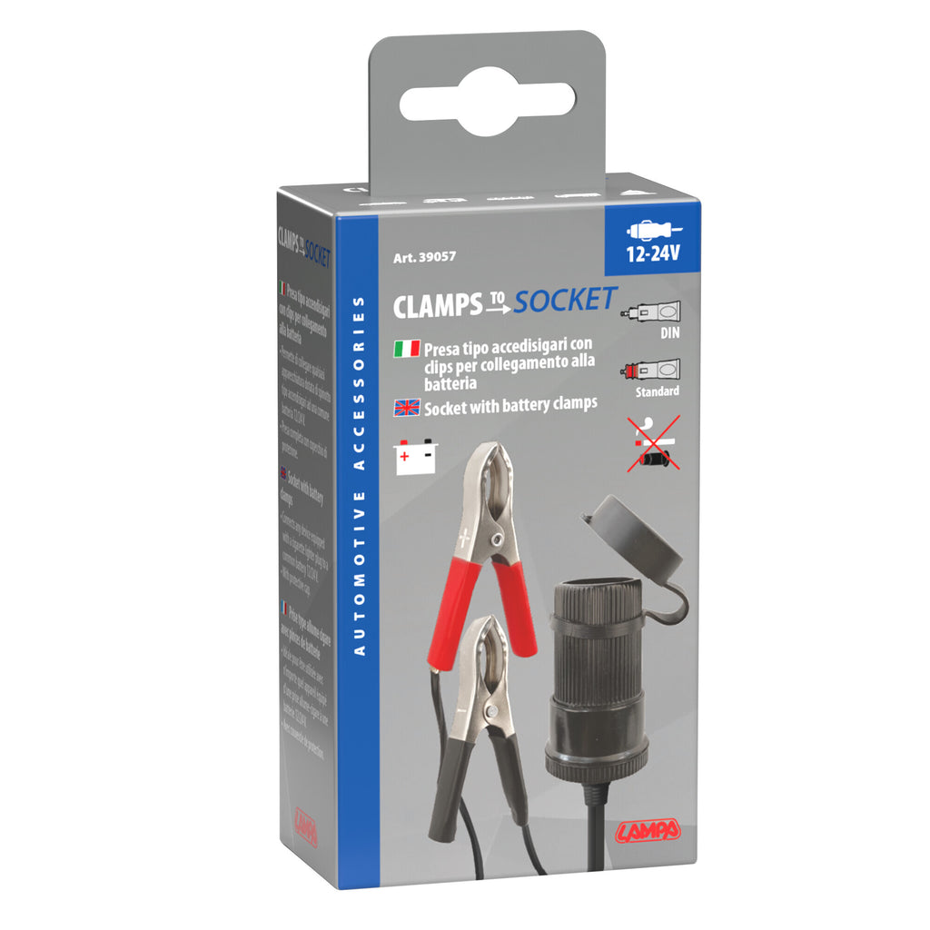 Presa corrente con clips batteria 12/24V