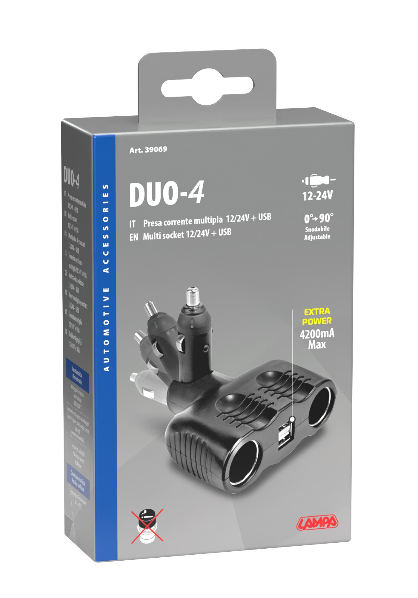 Duo-4, presa corrente doppia con USB - 12/24V