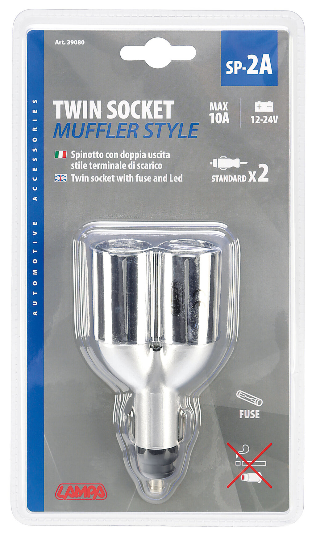 Dual-Muffler, presa corrente doppia 12/24V