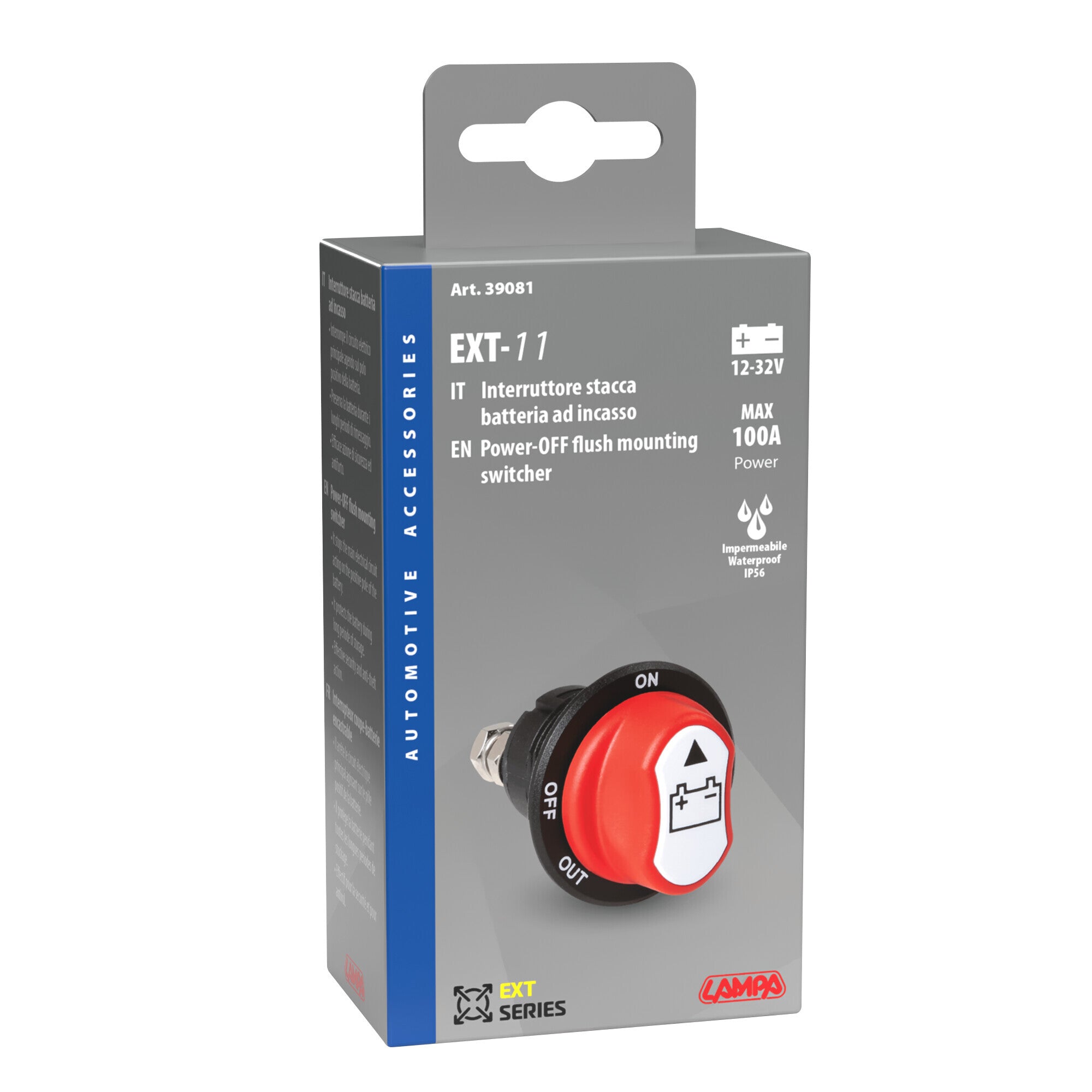 Ext-11, interruttore stacca batteria a 3 posizioni, 12/32V