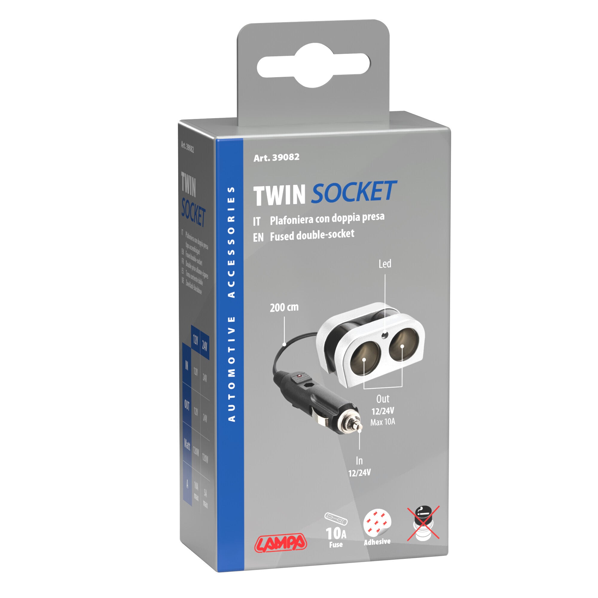 Presa corrente doppia con prolunga 12/24V