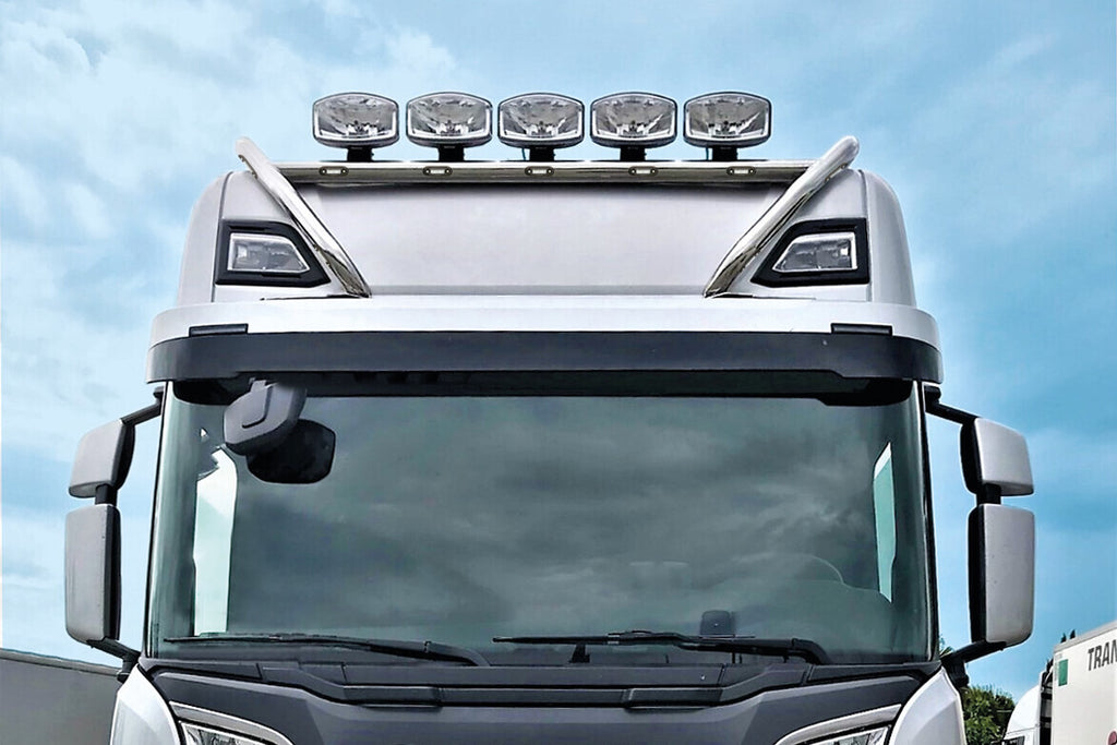 Barra portafari per tetto, stile H, 11 fori - compatibile per Scania G Serie 7 - New Generation (01/18>) Highline, Tetto da forare - Scania R Serie 7 - New Generation (11/16>02/25) Highline, Tetto da forare - Scania S Serie 7 - New Generation (11/16>)...