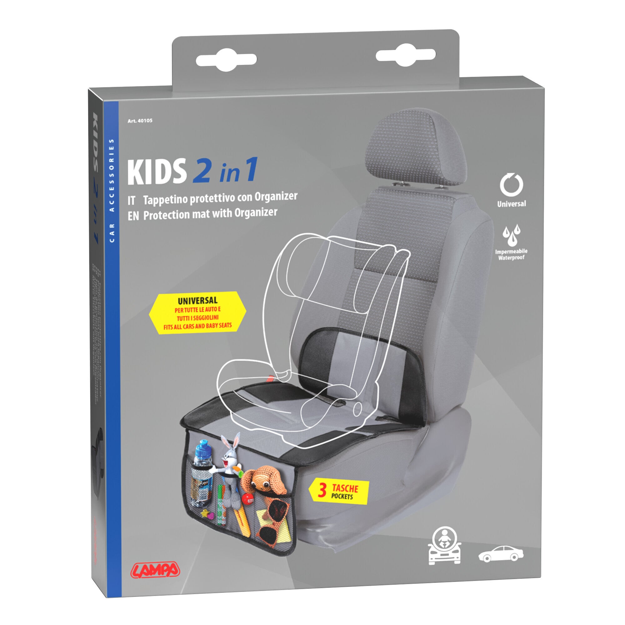 Kids 3 in 1, tappetino organizer e salva-sedile