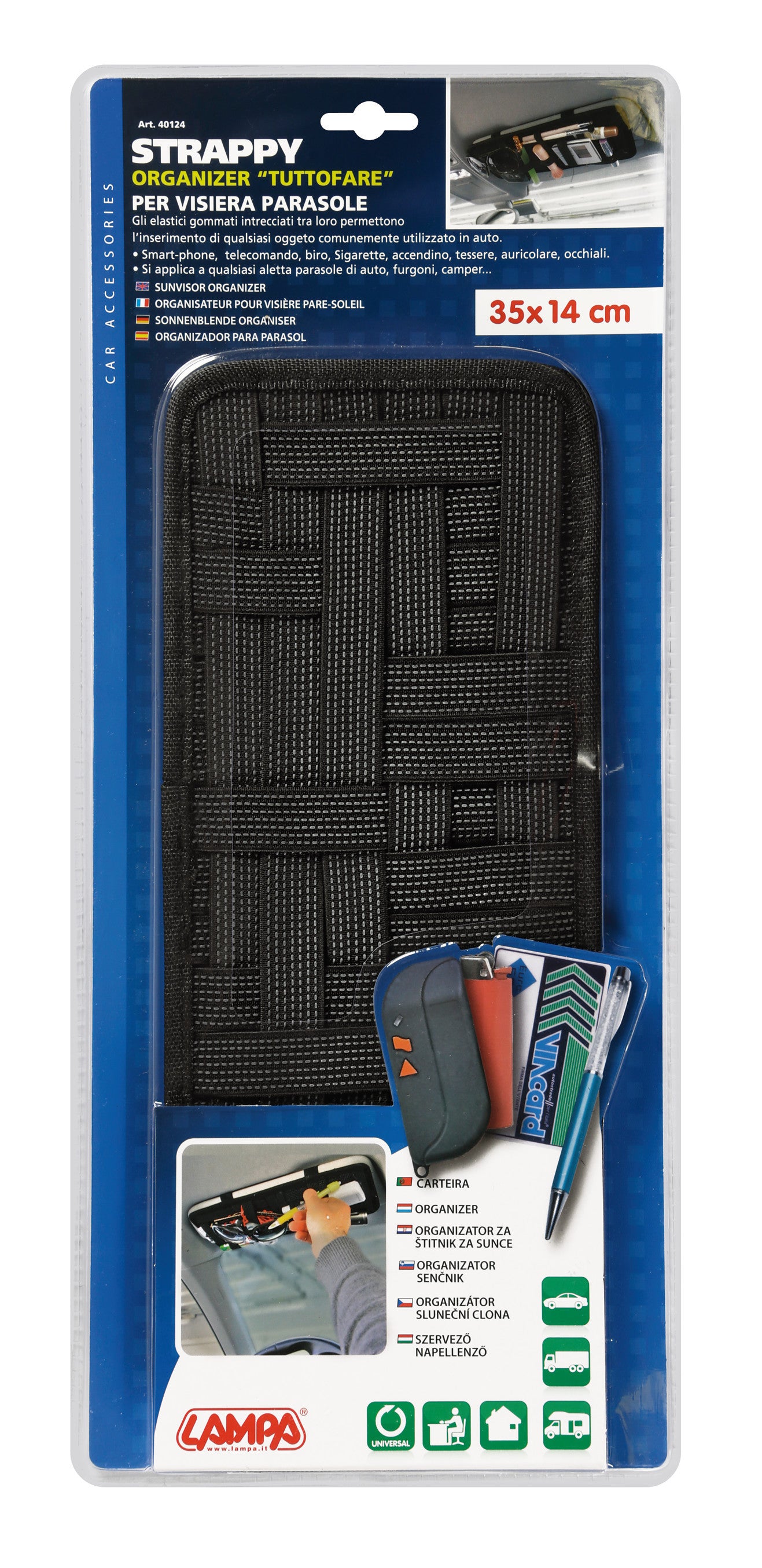 Strappy, organizer per visiera parasole