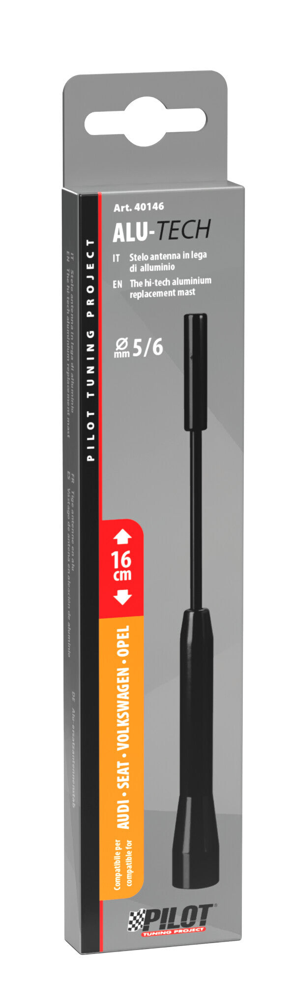 Alu-Tech, stelo antenna - Ø 5 mm - Nero