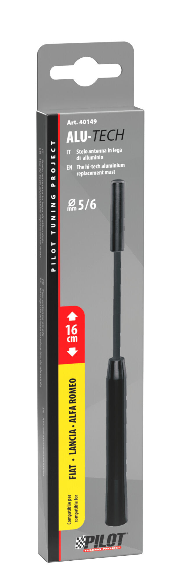 Alu-Tech, stelo antenna - Ø 6 mm - Nero