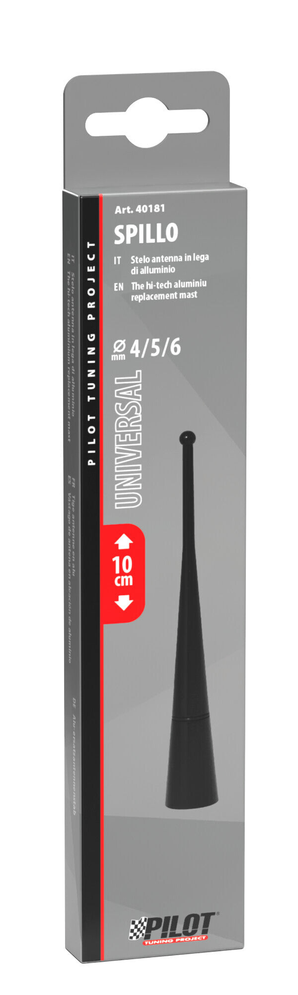Spillo, stelo antenna - 10 cm - Nero