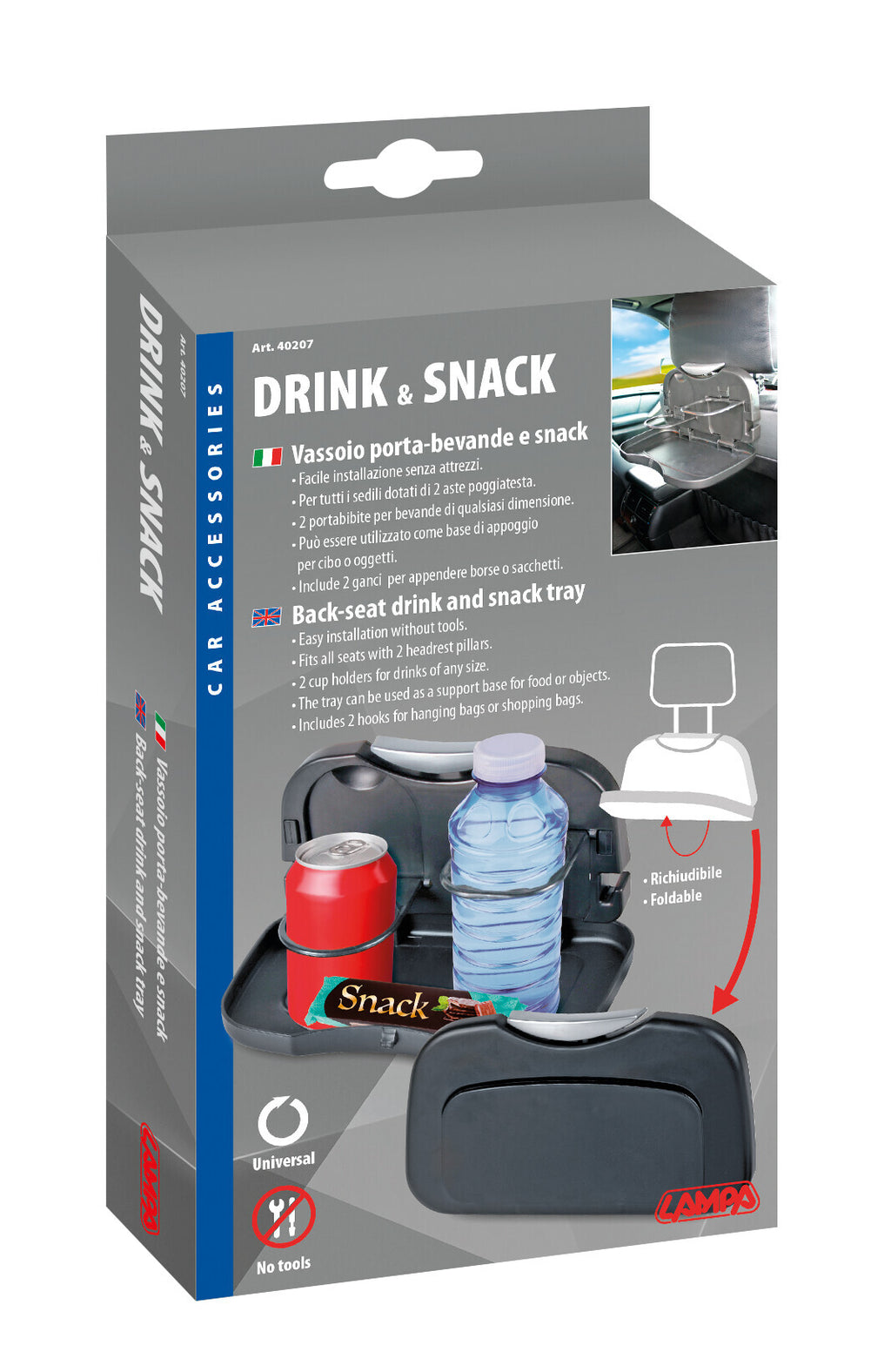 Vassoio porta-bevande e snack