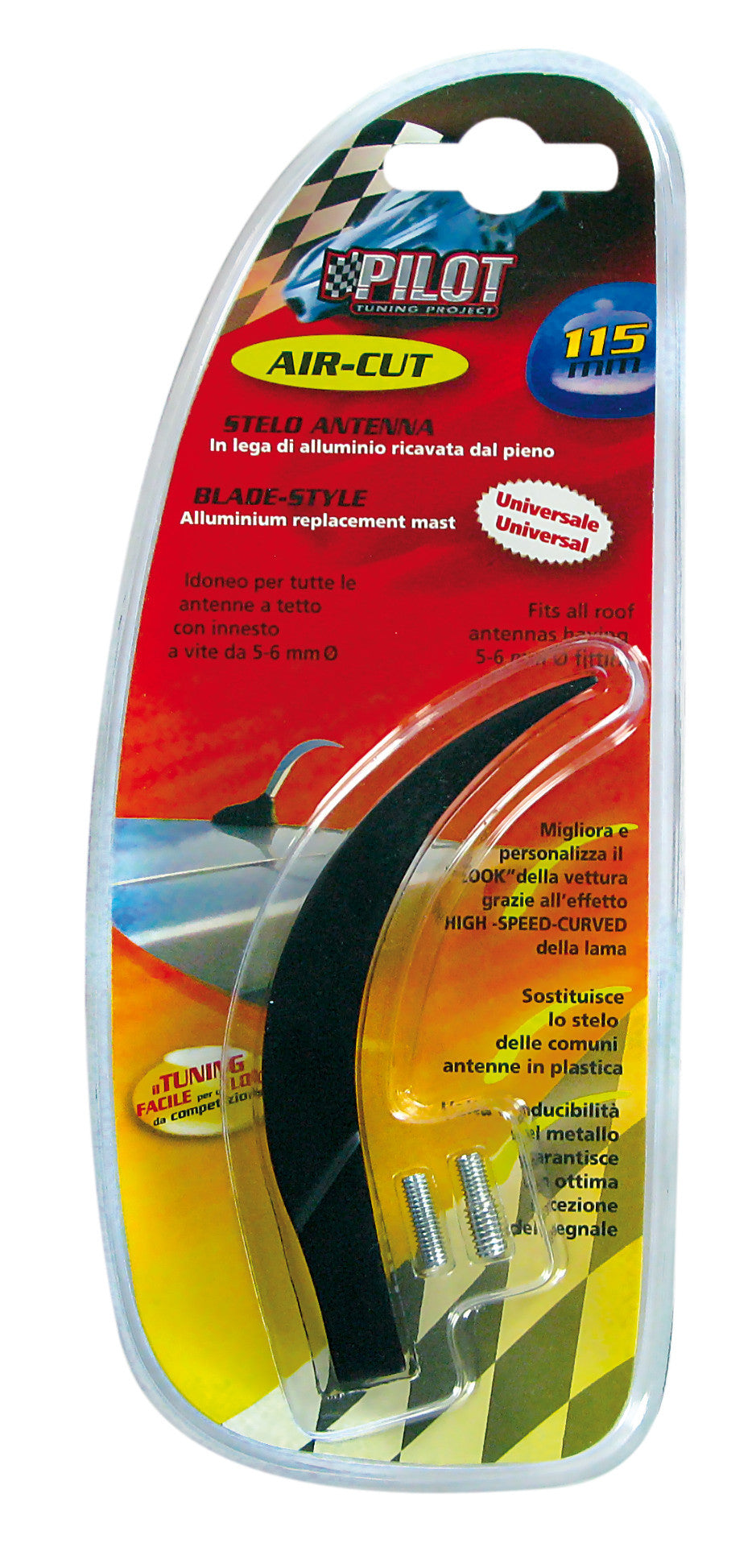Air-Cut Long, stelo antenna - 11,5 cm - Nero