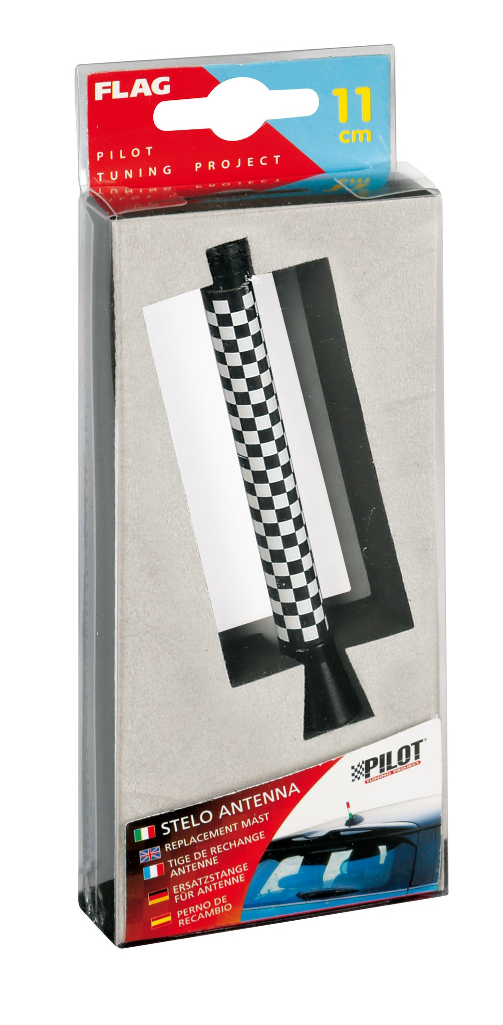 Flag, stelo antenna - 11 cm - Chequered