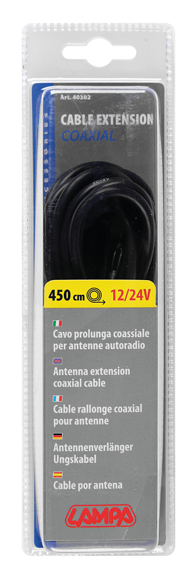 Cavo prolunga per antenna DIN femmina>DIN maschio - 450 cm