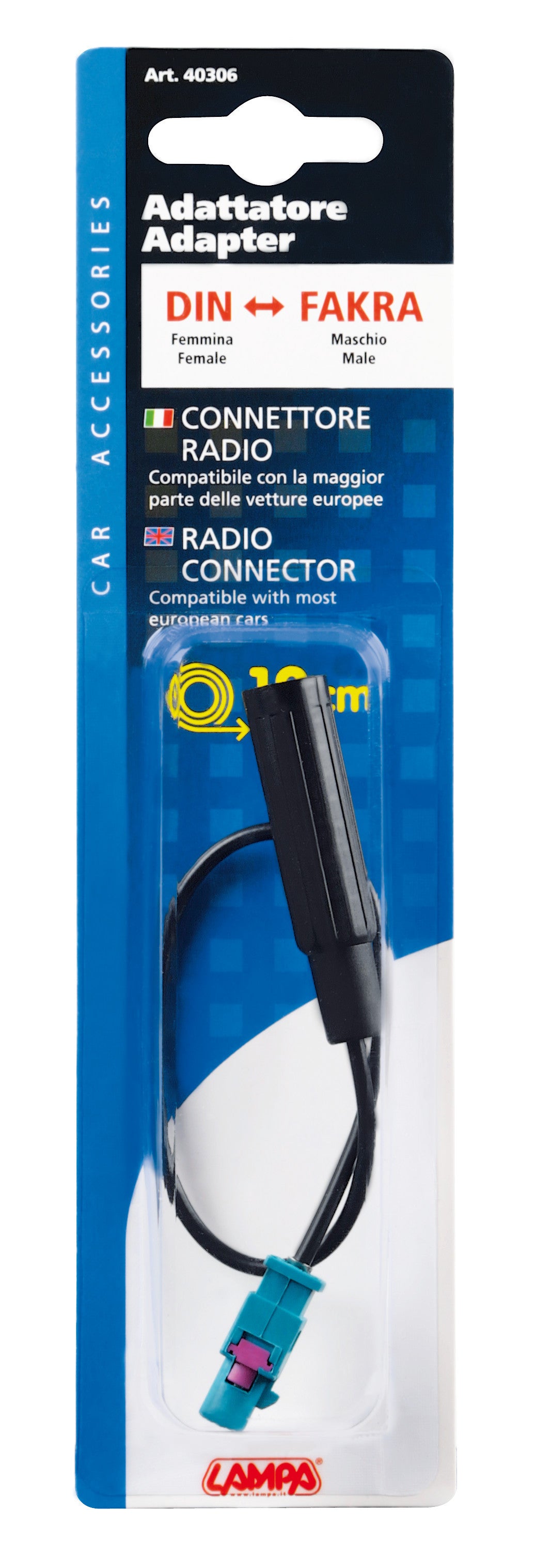 Adattatore antenna DIN femmina>Fakra maschio - 19 cm